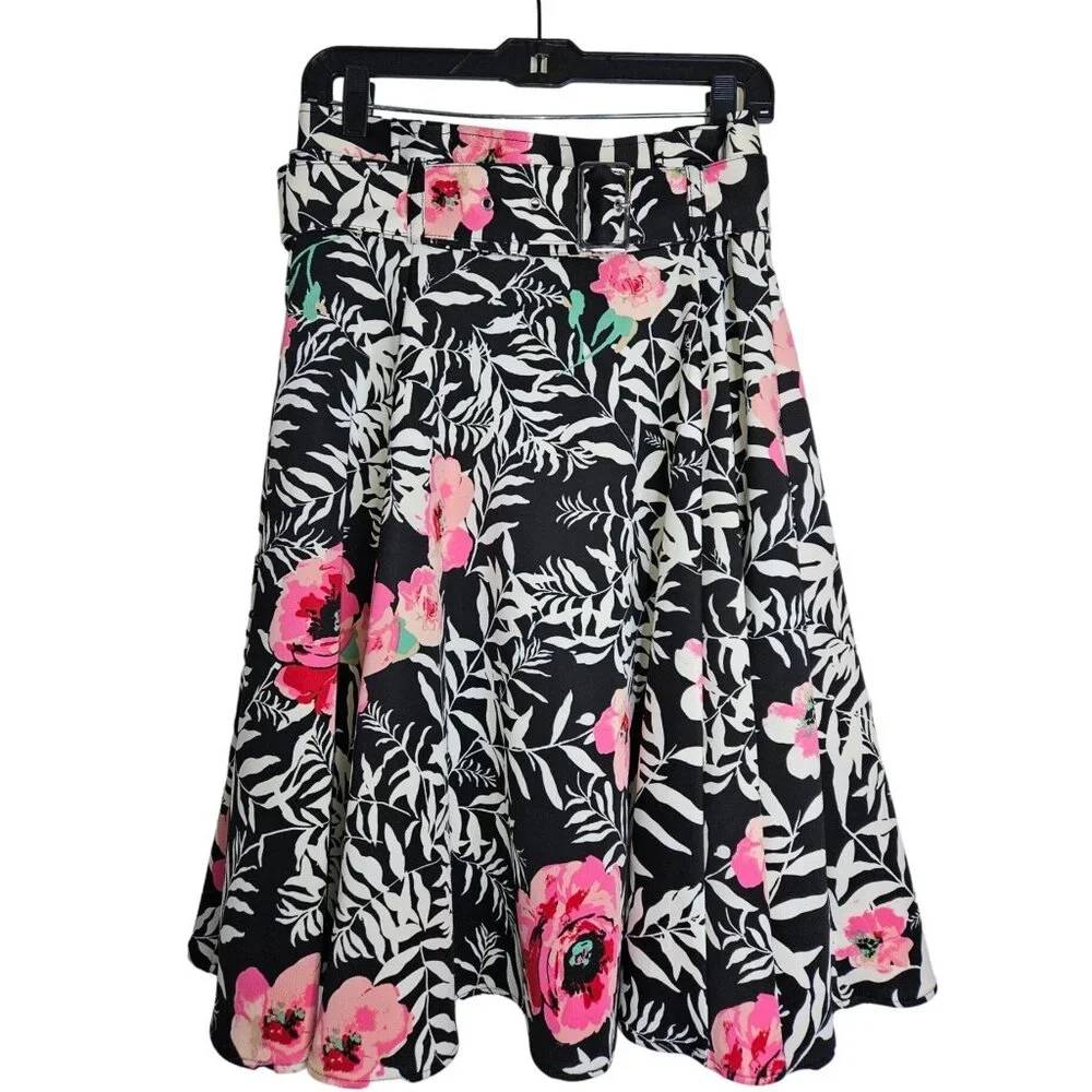 7th Avenue Design Studio Pink Floral Lined A Line Midi Skirt Women 6 - Picture 1 of 10